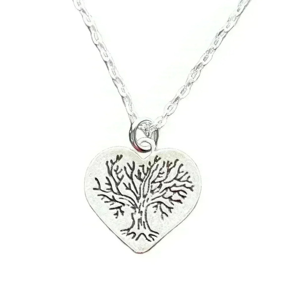 Tree of life heart necklace silver hippy jewelry for women - Picture 2 of 10
